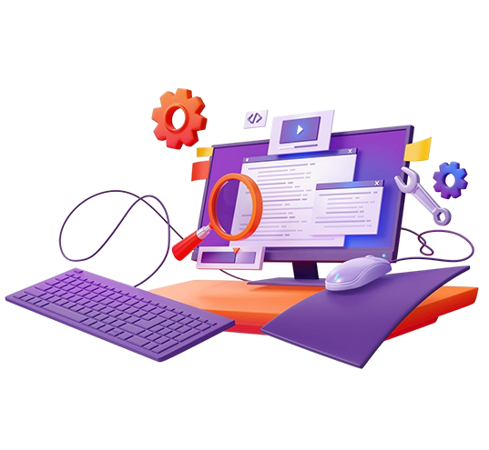 Website development and digital marketing services illustration