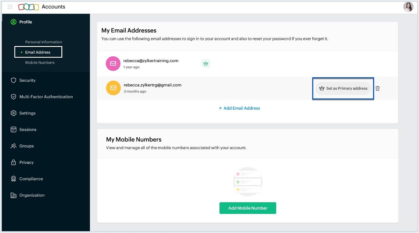 Zoho Mail inbox setup
